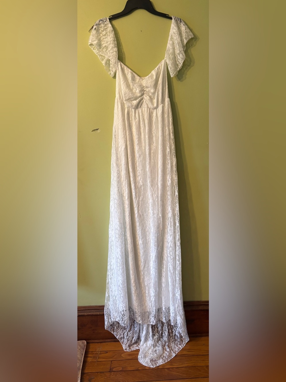SHEIN White Lace Maxi Dress with off the shoulder Sleeves